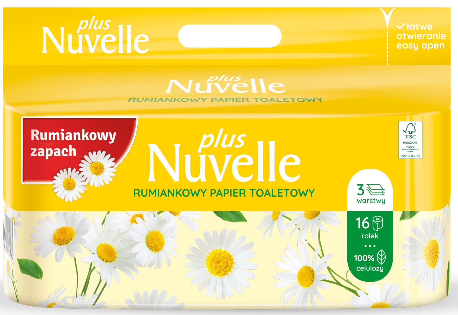 Papier toaletowy Nuvelle Plus 3 warstwy 16 rolek o zapachu rumianku