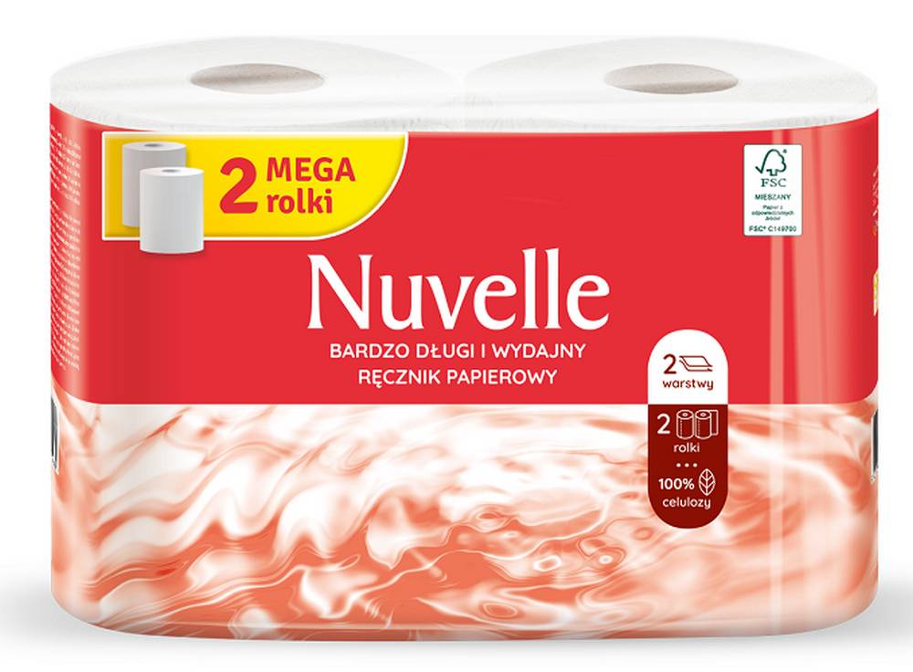 Ręcznik papierowy Nuvelle 2 warstwy 2 rolki 200 listków	